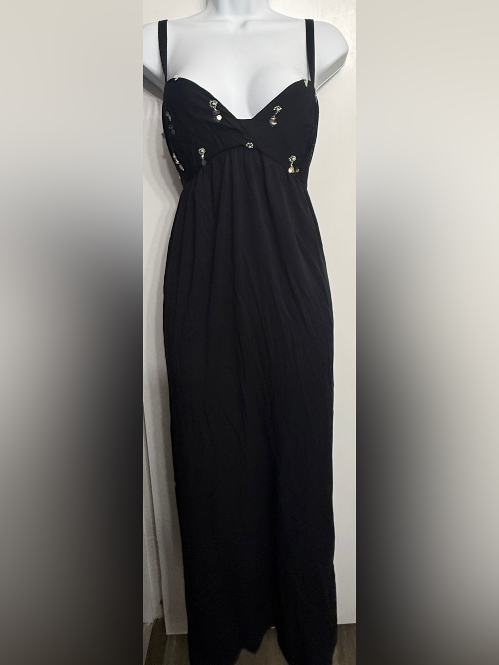 Black embellished beaded maxi dress